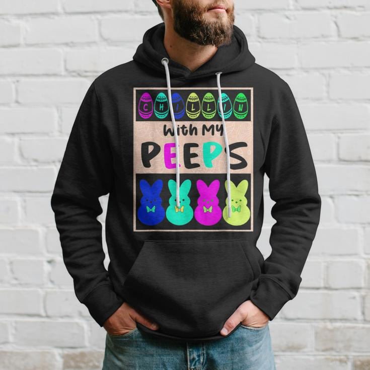 Chillin With My Peeps Cute Bunny Easter Hoodie Gifts for Him