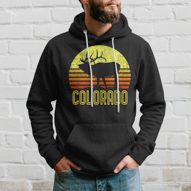 Colorado Elk Hunter Dad Vintage Retro Sun Bow Hunting Gift Hoodie Gifts for Him
