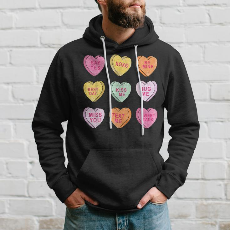 Conversation Hearts Cute Pink Heart Happy Valentines Day Hoodie Gifts for Him