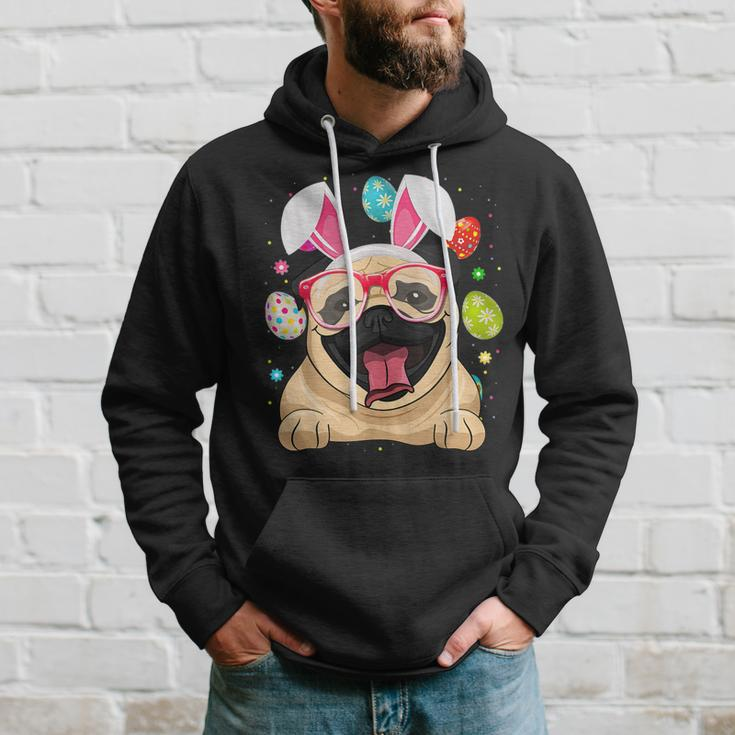 Cute Bunny Pug Dog Face Easter Eggs Easter Day Hoodie Gifts for Him
