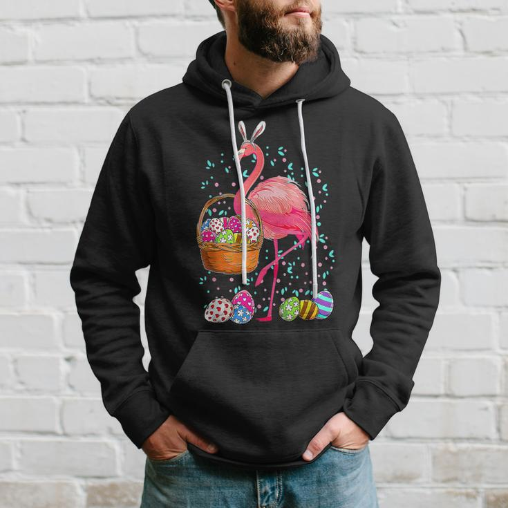 Cute Flamingo Bunny Eggs Happy Easter Egg Basket Hunting Hoodie Gifts for Him