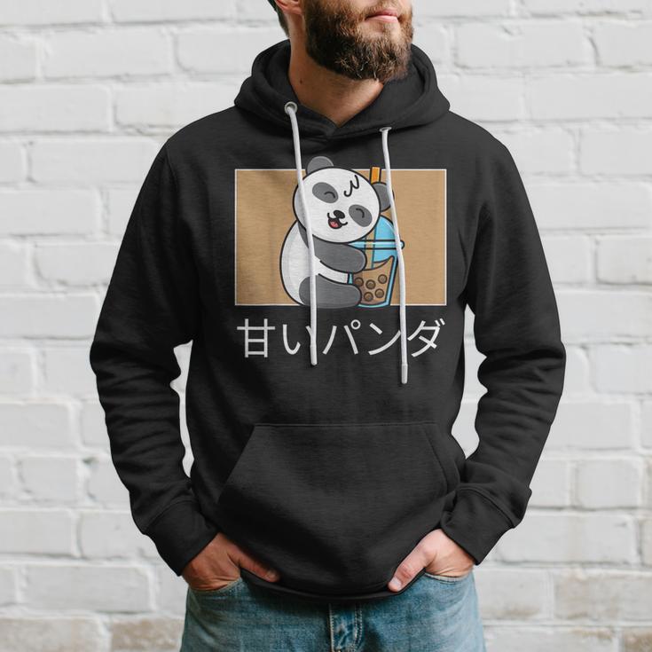 Cute Kawaii Panda Drinks Bubble Tea Japanese I Love Boba Men Hoodie Graphic Print Hooded Sweatshirt Seseable UK