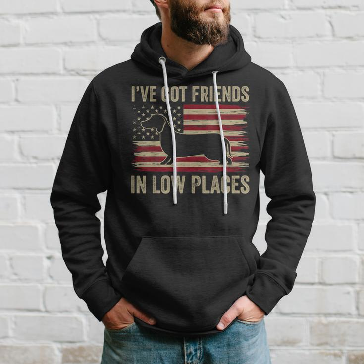 Dachshund Ive Got Friends In Low Places Wiener Dog Vintage Hoodie Gifts for Him