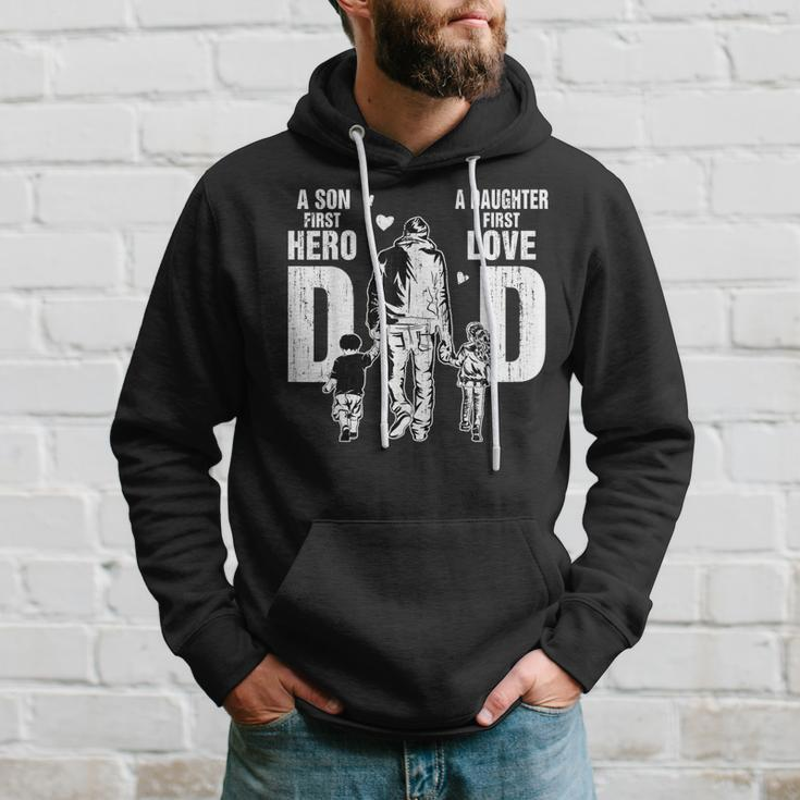 Dad A Sons First Hero A Daughters First Love Fathers Day Hoodie Gifts for Him