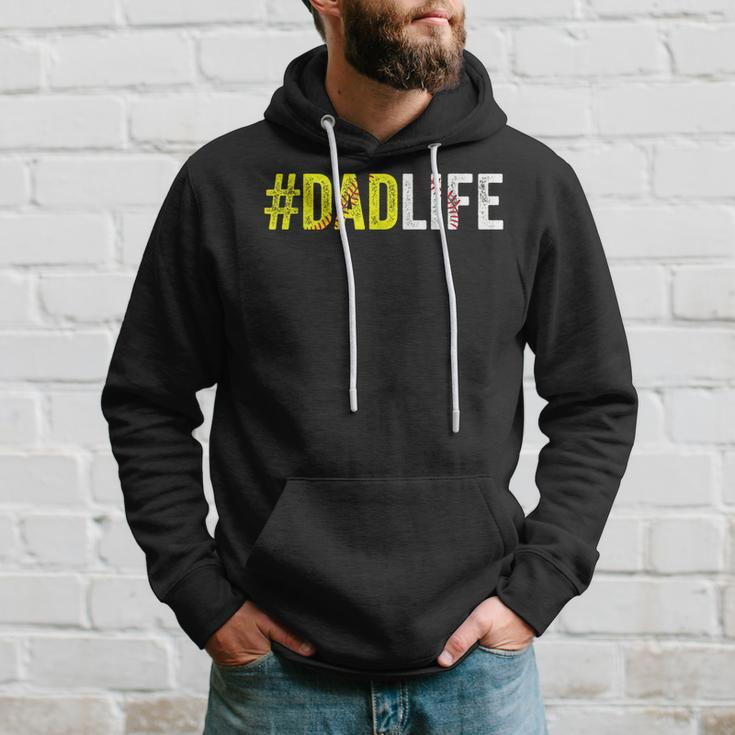 Dad Life Softball Daddy Baseball Sports Lover Fathers Day Hoodie Gifts for Him