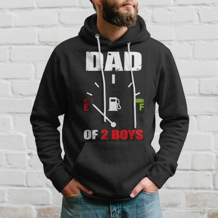 Dad Of 2 Boys Vintage Dad Battery Low Fathers Day Hoodie Gifts for Him