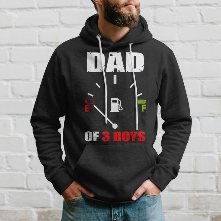 Dad Of 3 Boys Vintage Dad Battery Low Fathers Day Hoodie Gifts for Him