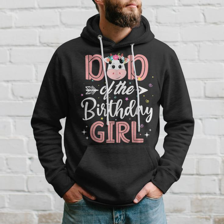 Dad Of The Birthday Girl Cow Farm Birthday Party Daddy Papa Hoodie Gifts for Him