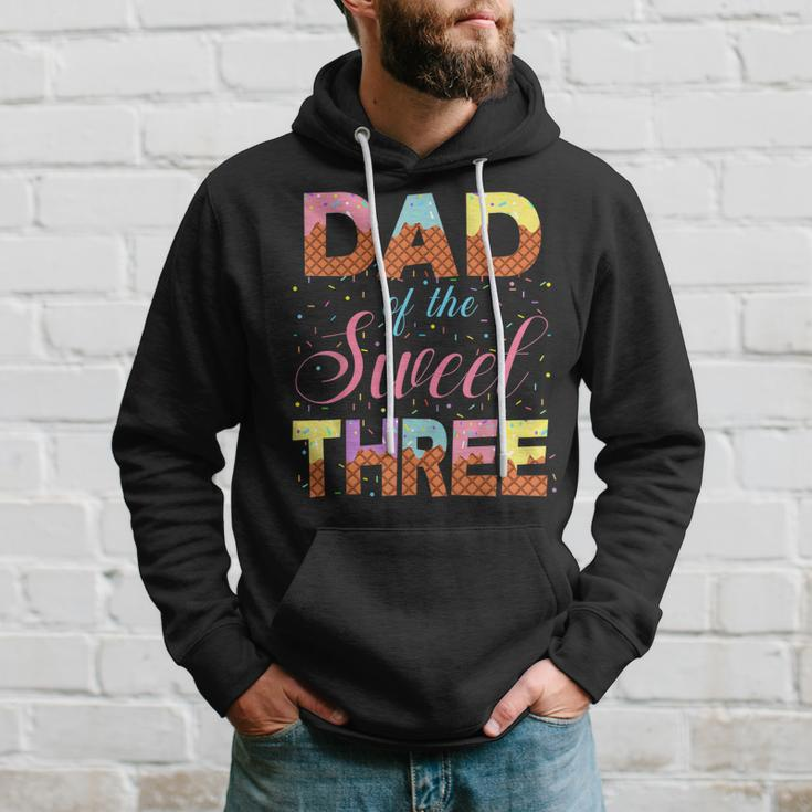 Dad Of The Sweet Three 3Rd Birthday Girl Ice Cream Party Hoodie Gifts for Him
