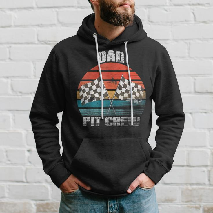Dad Pit Crew Race Car Chekered Flag Vintage Racing Party Hoodie Gifts for Him