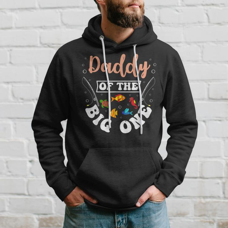 Daddy Of The Big One Fishing Birthday Party Bday Celebration Hoodie Gifts for Him