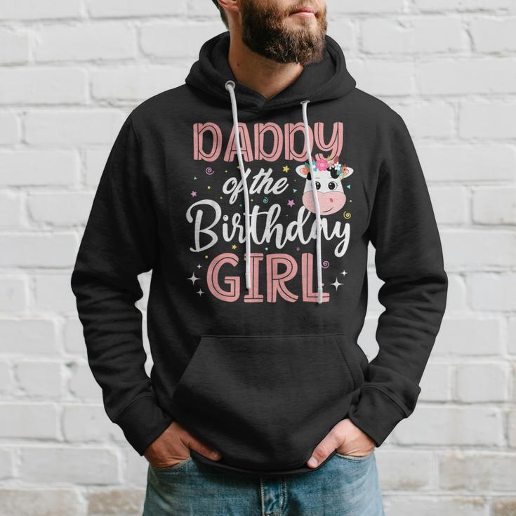 Daddy Of The Birthday Girl Cow Farm Birthday Party Dad Papa Hoodie Gifts for Him