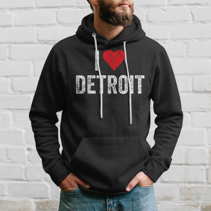 Distressed I Love Detroit 313 Motor City Detroit Men Hoodie Gifts for Him