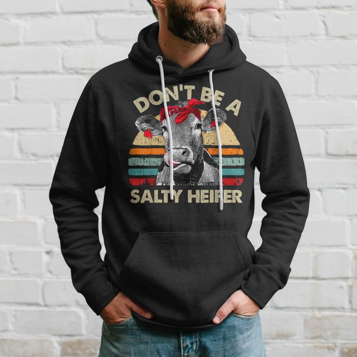 Dont Be A Salty HeiferPun Cows Lover Vintage Farm Hoodie Gifts for Him