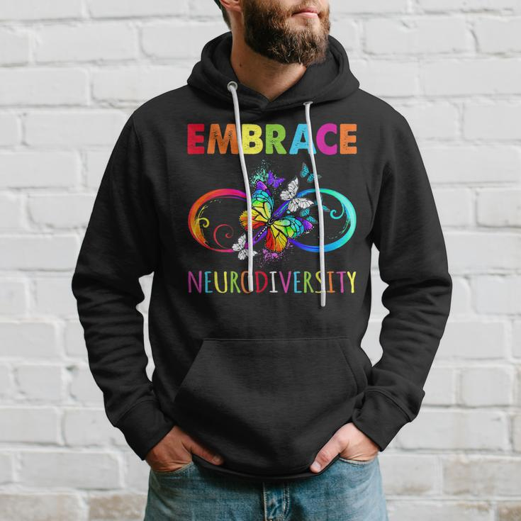 Embrace Neurodiverity Rainbow Infinity Butterfly Autism Hoodie Gifts for Him