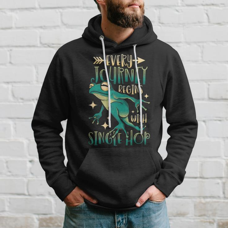 Every Journey Begins With Single Hop Animal Frog Hoodie Gifts for Him