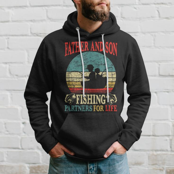 Father Son Fishing Partners For Life Vintage Dad Matching Hoodie Gifts for Him