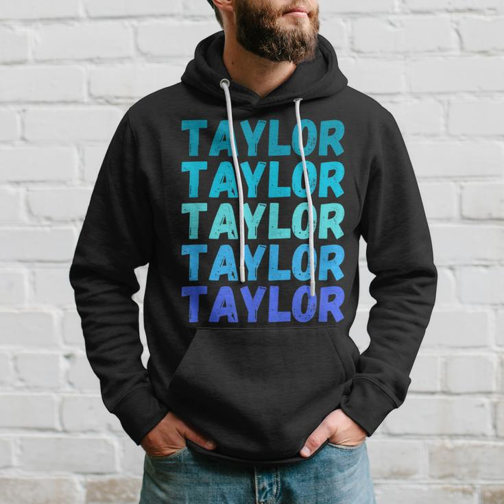 First Name Taylor - Colorful Modern Repeated Text Retro Hoodie Gifts for Him