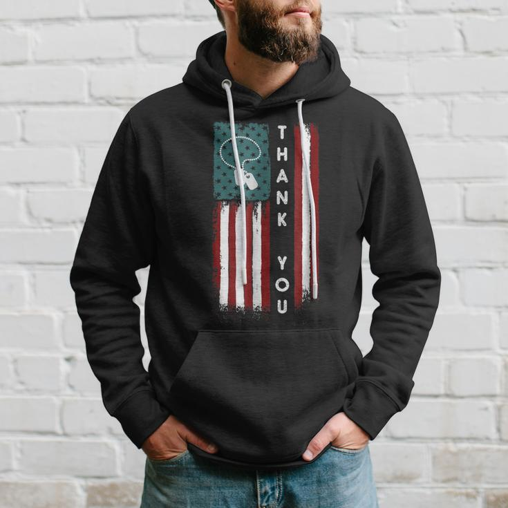 Flag And Dog Tag Military Thank You Hoodie Gifts for Him