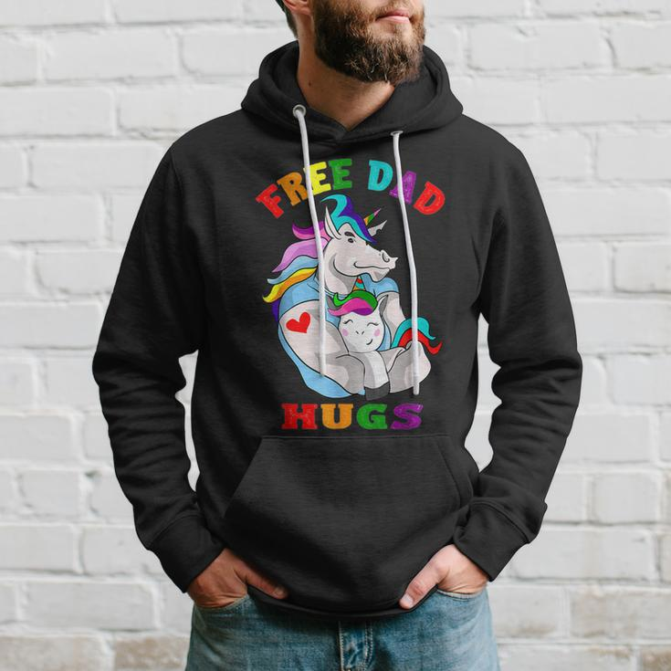 Free Dad Hugs Lgbt Gay Pride Unicorn Fathers Day Hoodie Gifts for Him
