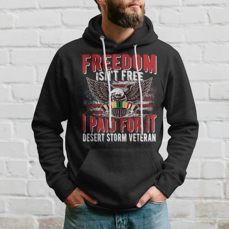 Freedom Isnt Free I Paid For It Proud Desert Storm Veteran Men Hoodie Graphic Print Hooded Sweatshirt Gifts for Him