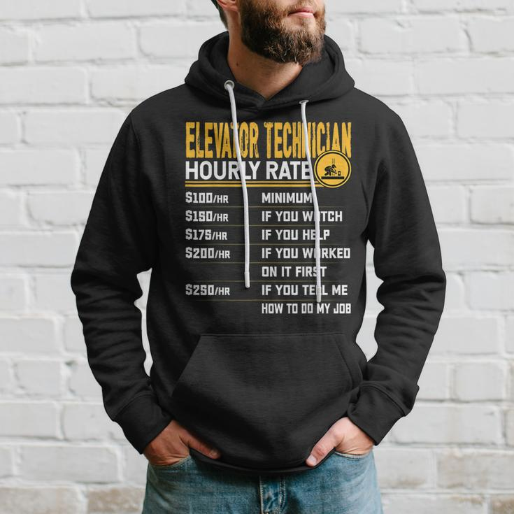 Funny Elevator Technician Hourly Rate Elevator Mechanic Hoodie Gifts for Him