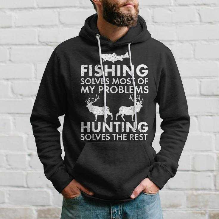 Funny Fishing And Hunting Gift Christmas Humor Hunter Cool Men Hoodie  Graphic Print Hooded Sweatshirt