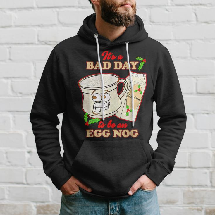 Funny Its A Bad Day To Be An Egg Nog Family Christmas Pajama Men Hoodie Graphic Print Hooded Sweatshirt Gifts for Him