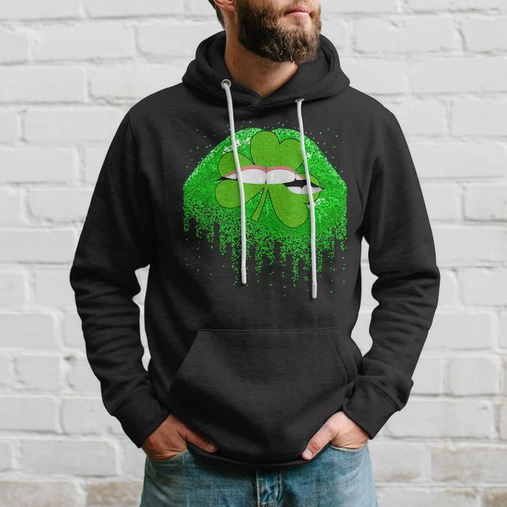 Funny Leopard Green Sexy Lips Shamrocks St Patricks Day Hoodie Gifts for Him