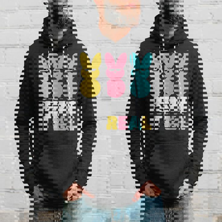 Funny Peepin It Real Or Real Easter Bunnie Hoodie Gifts for Him