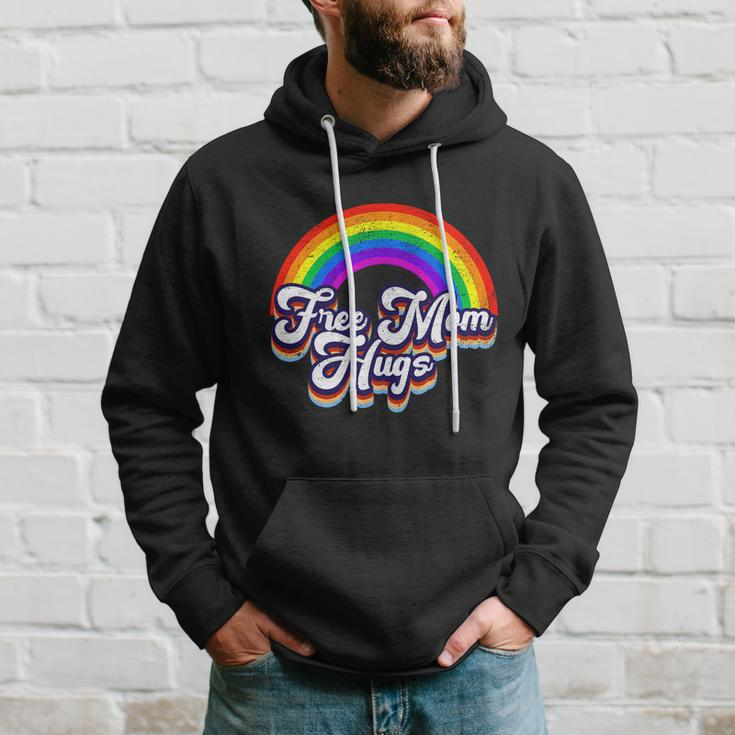 Funny Retro Vintage Free Mom Hugs Rainbow Lgbtq Pride Hoodie Gifts for Him