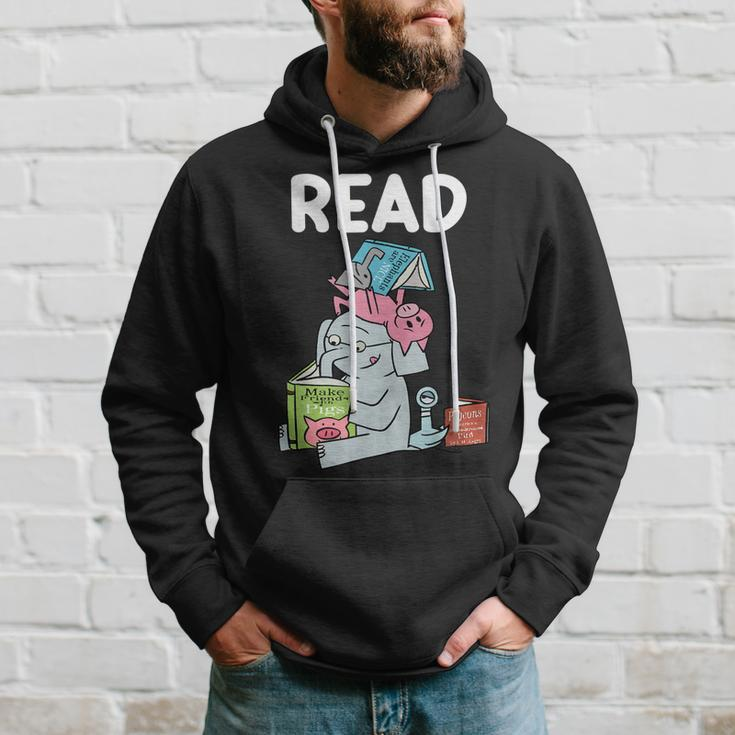 Funny Teacher Library Read Book Club Piggie Elephant Pigeons V5 Men Hoodie Graphic Print Hooded Sweatshirt Gifts for Him