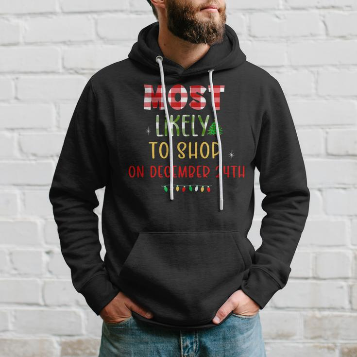 Funny To Shop On December Most Likely To Christmas Plaid Men Hoodie Graphic Print Hooded Sweatshirt Gifts for Him