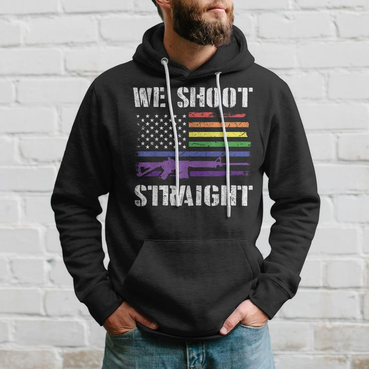 Gay Veteran We Shoot Straight Lgbt Veterans Day Gift Hoodie Gifts for Him