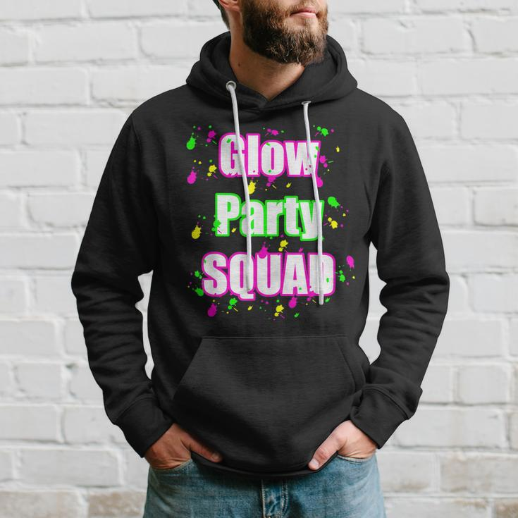 Glow Party Squad Paint Splatter Effect Neon Glow Party Hoodie Gifts for Him