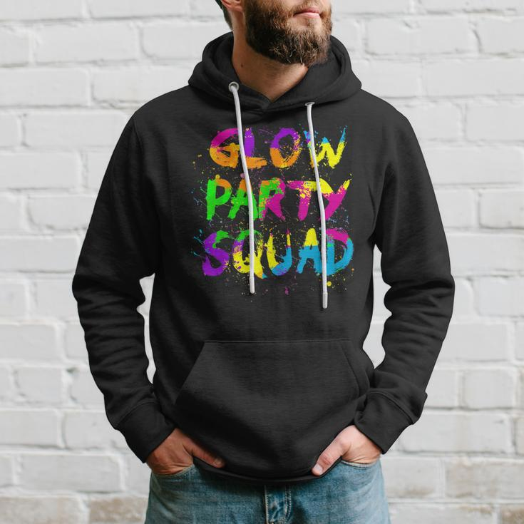 Glow Party Squad Paint Splatter Effect Neon Theme 80S Party Hoodie Gifts for Him
