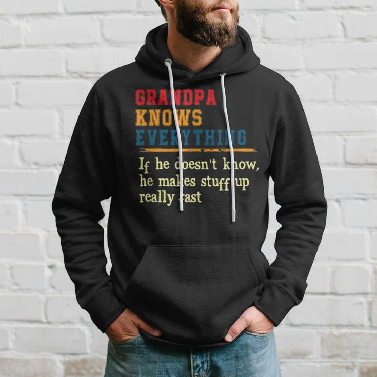 Grandpa Knows Everything Funny Fathers Day Gift Hoodie Gifts for Him