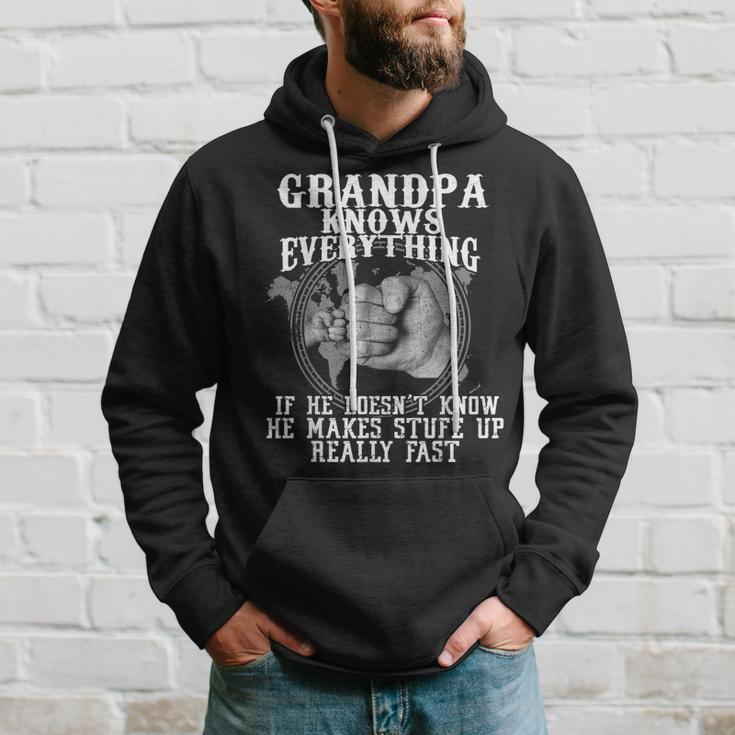 Grandpa Knows Everything If He Doesn’T Know Funny Father Day Hoodie Gifts for Him