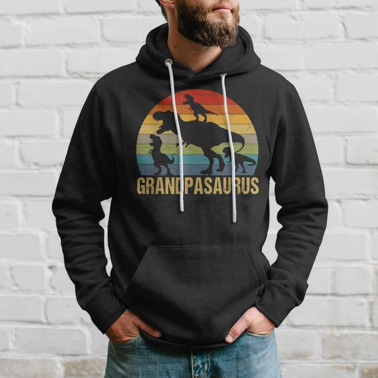 Grandpasaurus 3 Kids For Dad Grandpa Fathers Day Hoodie Gifts for Him