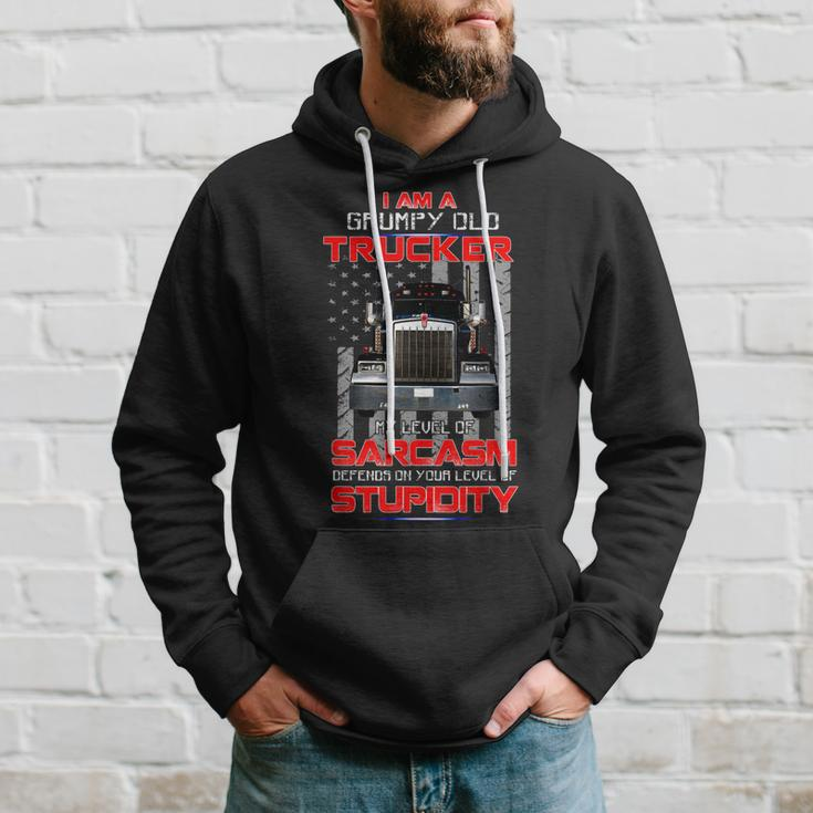 Grumpy Old Trucker Funny Back DesignHoodie Gifts for Him