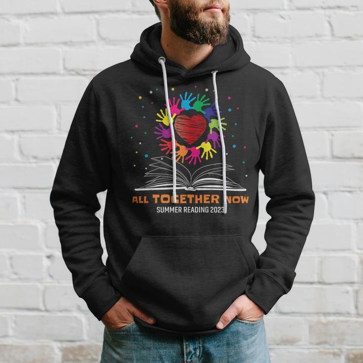 Handprints And Hearts All Together Now Summer Reading 2023 Hoodie Gifts for Him