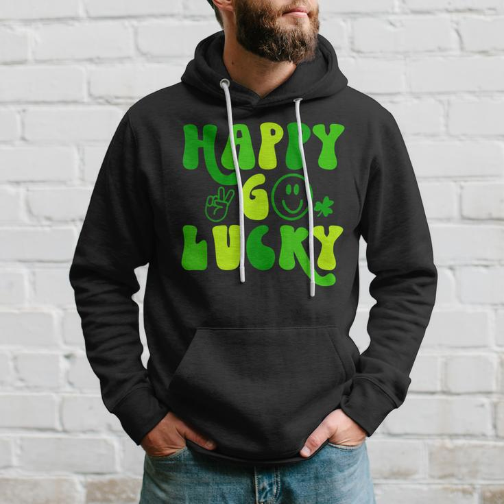 Happy Go Lucky Heart St Patricks Day Lucky Clover Shamrock Hoodie Gifts for Him