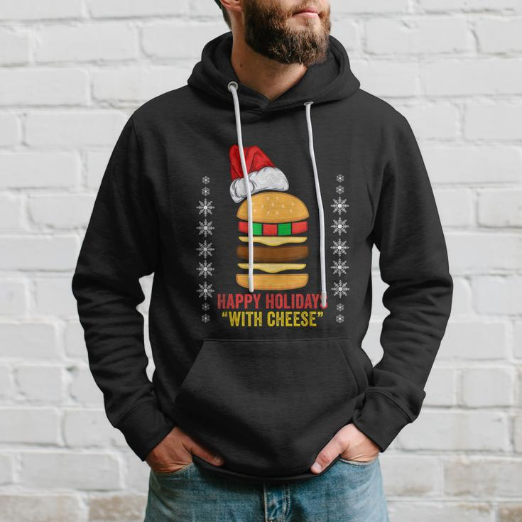 Happy Holidays With Cheese Shirt Christmas Cheeseburger Gift Hoodie Gifts for Him