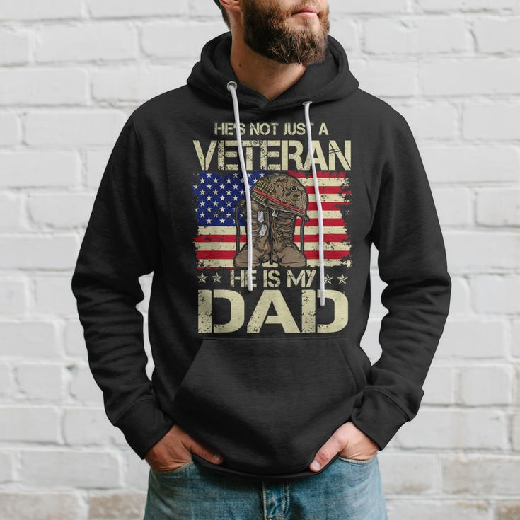 He Is My Veteran Dad American Flag Veterans Day Hoodie Gifts for Him