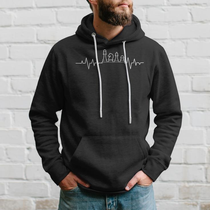 Herzschlag Ekg Schach Schachfiguren Schachspieler Hoodie Geschenke für Ihn