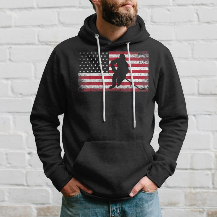 Hockey American Flag 4Th Of July Patriotic Usa Dad Men Son Hoodie Gifts for Him