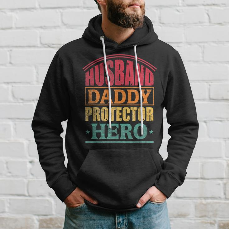 Husband Daddy Protector Hero Dad Fathers Day Men Hoodie Gifts for Him