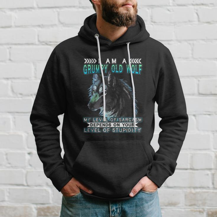 I Am A Grumpy Old Wolf My Level Of SarcasmHoodie Gifts for Him