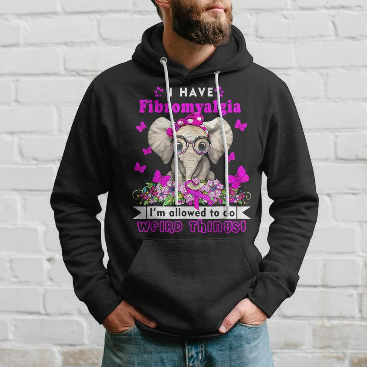 I Have Fibromyalgia Awareness Month Elephant Purple Ribbon Hoodie Gifts for Him