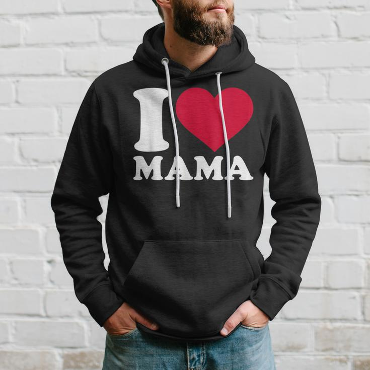 I Love Mama Schwarz Hoodie, Herzmotiv zum Muttertag Geschenke für Ihn